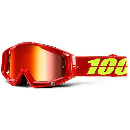 Goggles Moto Cross Enduro 100% RaceCraft Corvette Mirror Lens Red Lens More Chiara
