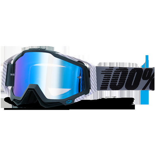 Goggles Moto Cross Enduro 100% Racecraft Gunmetal Blue Mirror Lens Clear Lens More