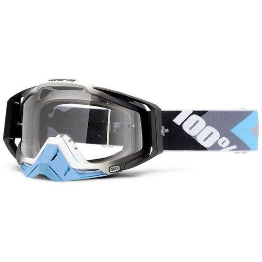 Goggles Moto Cross Enduro 100% Racecraft Hyperion Blue Lens Chiara