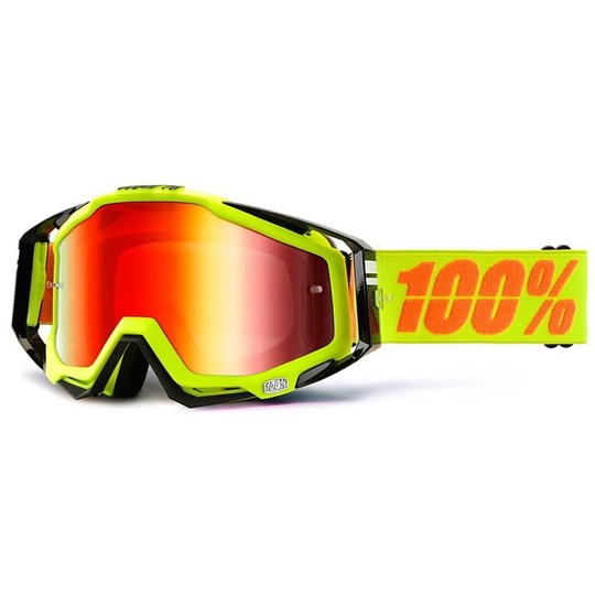 Goggles Moto Cross Enduro 100% Racecraft Neon Sign Red Mirror Lens Clear Lens More