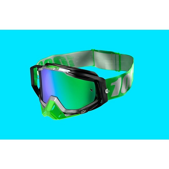 Goggles Moto Cross Enduro 100% RaceCraft Organic Green Mirror Lens More Lens Chiara