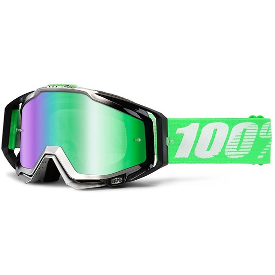 Goggles Moto Cross Enduro 100% Racecraft Organic Green Spiegel-Objektiv Mehr Objektiv Chiara