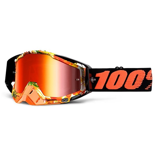Goggles Moto Cross Enduro 100% Racecraft Paradise Red Spiegel-Objektiv Mehr Objektiv Chiara