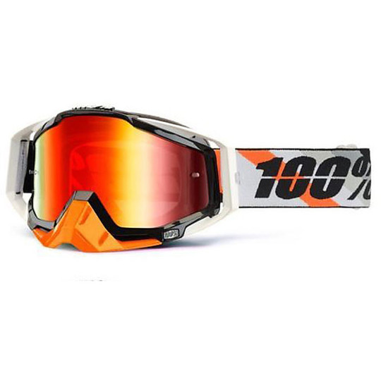 Goggles Moto Cross Enduro 100% Racecraft Prium Orange Red Mirror Lens Clear Lens More