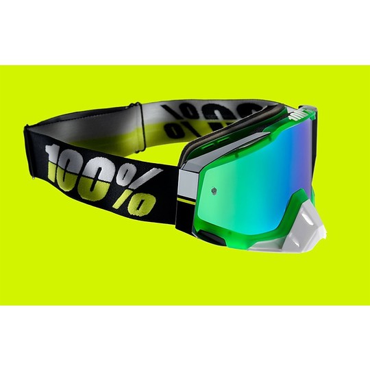 Goggles Moto Cross Enduro 100% RaceCraft Sinbad Green Mirror Lens More Lens Chiara