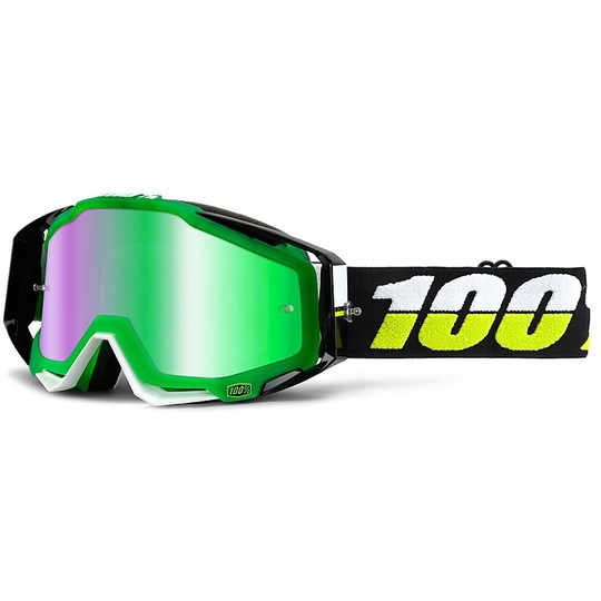 Goggles Moto Cross Enduro 100% RaceCraft Sinbad Green Mirror Lens More Lens Chiara