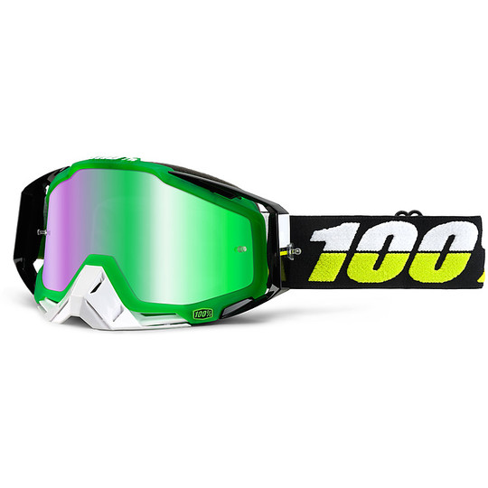 Goggles Moto Cross Enduro 100% Racecraft Sinbad Grün-Spiegel-Objektiv Mehr Objektiv Chiara