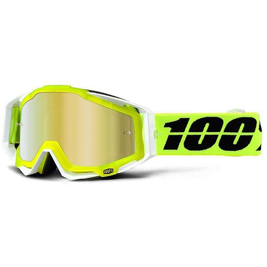 Goggles Moto Cross Enduro 100% RaceCraft Solar Mirror Lens Gold Lens More Chiara