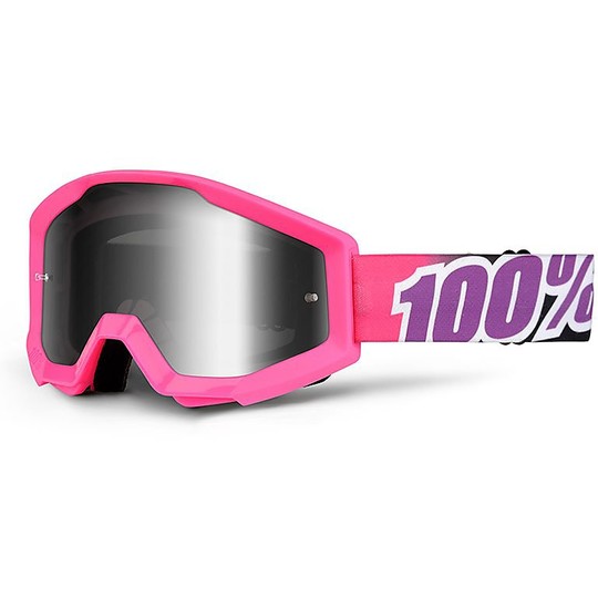 Goggles Moto Cross Enduro 100% STRATA Bubble Gum lens Mirror Silver
