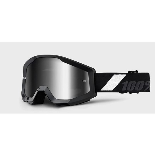 Goggles Moto Cross Enduro 100% Strata Goliath Mirror Lens Silver