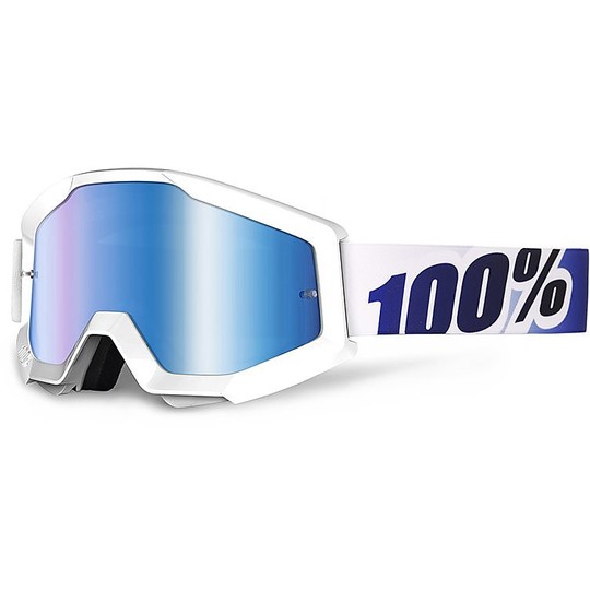 Goggles Moto Cross Enduro 100% STRATA Ice Age lens Blue Mirror