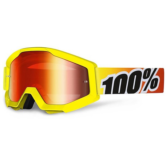 Goggles Moto Cross Enduro 100% STRATA Sunny Days Linse Red Spiegel