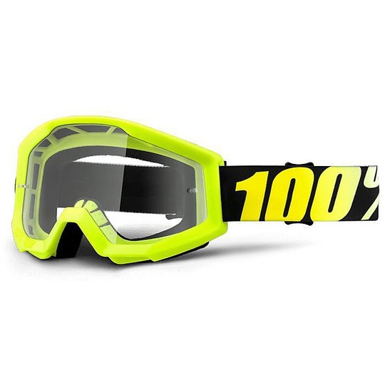 Goggles Moto Cross Enduro 100% Strata Yellow Transparent Linsen