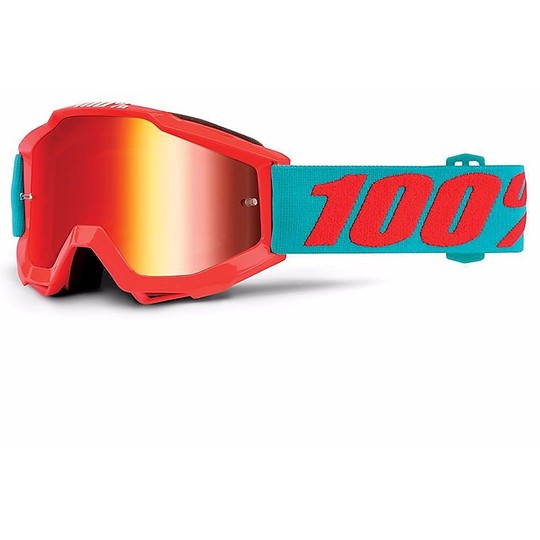 Goggles Moto Cross Enduro Child 100% ACCURI Passion Red Mirror Lens