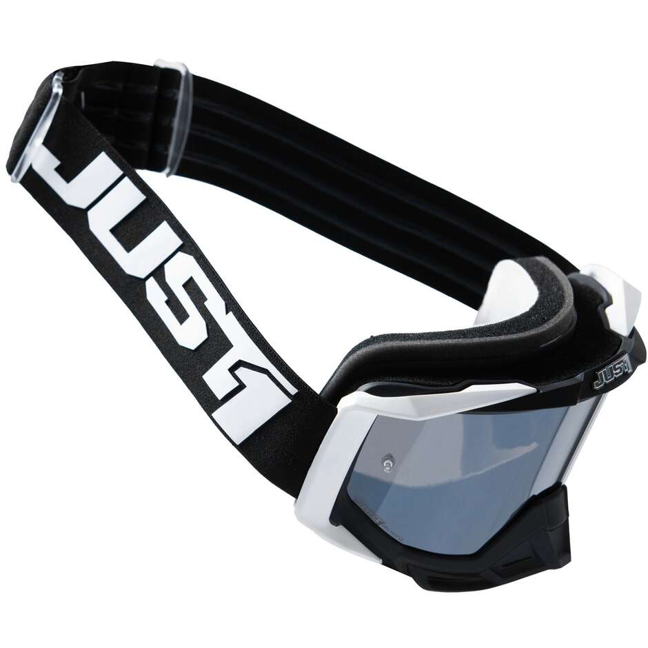 Goggles Moto Cross Enduro Just1 Iris 2.0 Logo White Black Mirror Lens Sivler