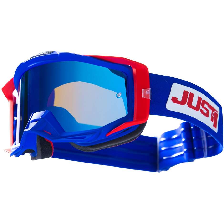 Goggles Moto Cross Enduro Just1 Iris 2.0 Suit Blue Red White Blue Mirror Lens