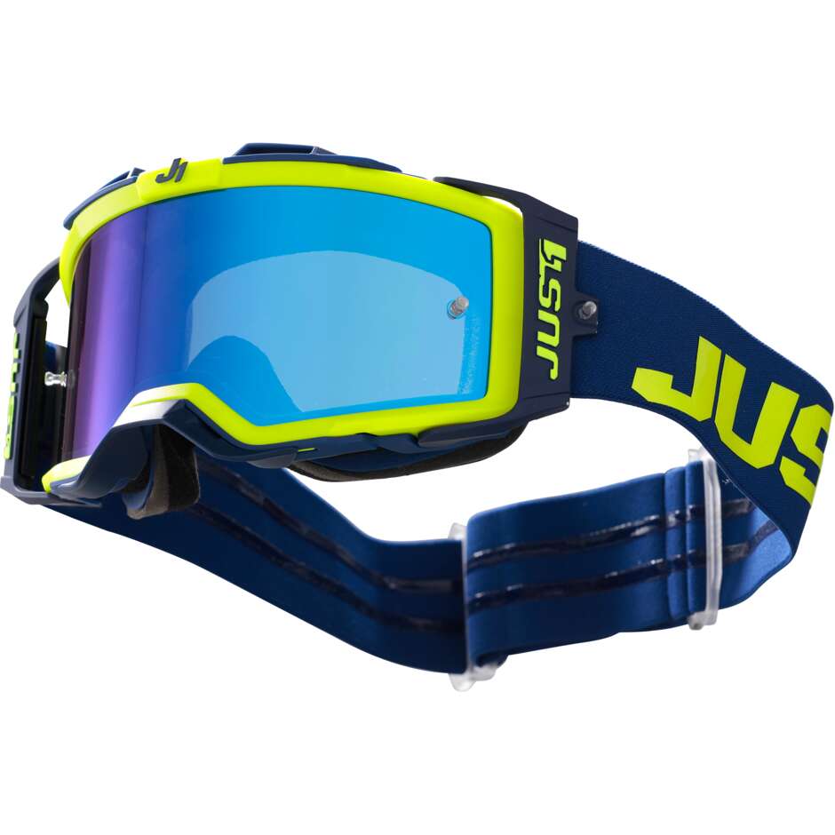 Goggles Moto Cross Enduro Just1 NERVE Absolute Fluo Yellow Blue Blue Mirror Lens