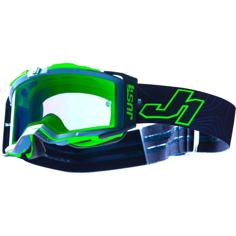 Goggles Moto Cross Enduro Just1 NERVE Frontier Black Green Green Mirror Lens