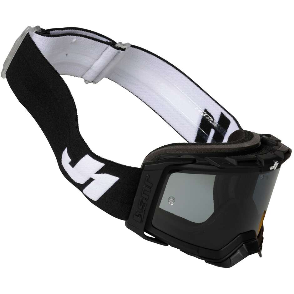Goggles Moto Cross Enduro Just1 NERVE Solid Black White Smoke Lens