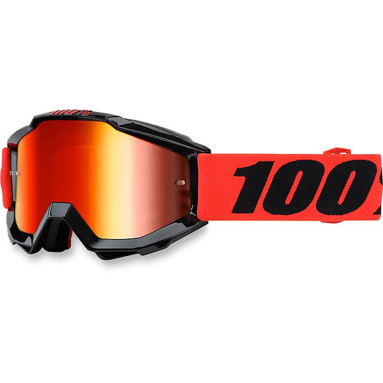 Goggles Moto Cross Enduro Kind 100% Accuri Inferno Red-Spiegel-Objektiv