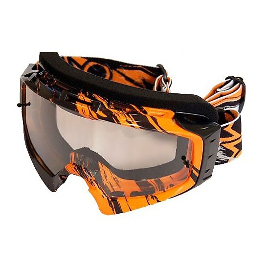 Goggles Moto Cross Enduro One Racing Splash Orange Schwarz 