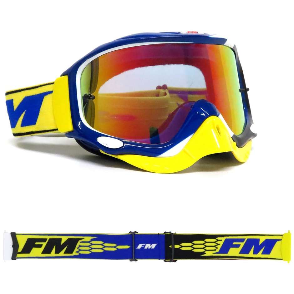 Goggles Moto Cross Enduro Racing FM SNAKE Gelb Blau