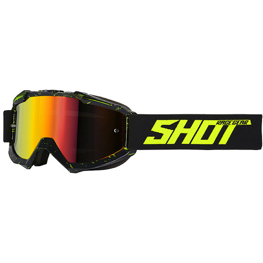 Goggles Moto Cross Enduro Shot IRIS Black Fluo Yellow Red Lens
