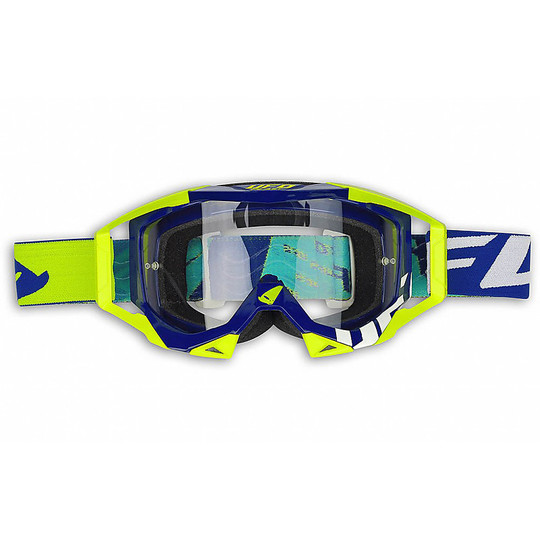 Goggles Moto Cross Enduro Sirius UFO Blau Gelb Fluo