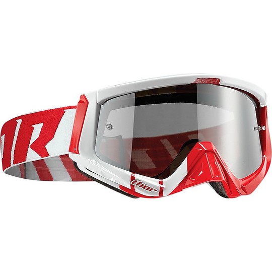 Goggles Moto Cross Enduro Thor Sniper 2016 Double Lens Red White Barred