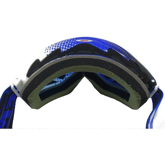 Goggles Moto Cross Enduro Track Racing FM Mx Weiß Blau