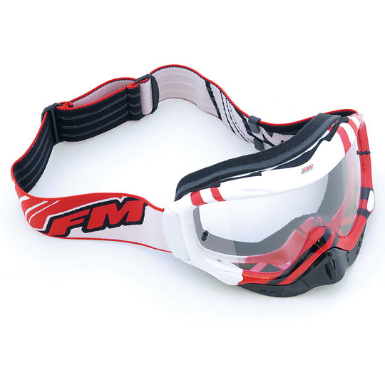 Goggles Moto Cross Enduro Track Racing FM Mx Weiß Rot