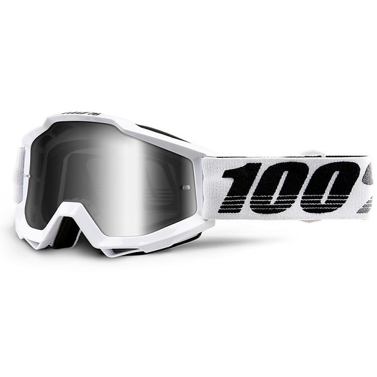 Goggles Motorcycle Cross Enduro 100% ACCURI Galactica Lente Silver