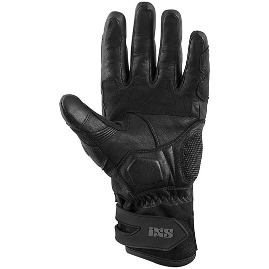 Gore Tex Ixs Cuba Black Leather and Fabric Motorcycle Gloves