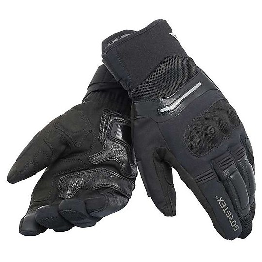 Gore-Tex Moto Gloves Dainese Leather SOLARYS SHORT GTX Black