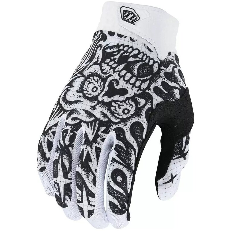 Guanti Bici Troy Lee Design AIR GLOVE SKULL DEMON Bianco Ner taglia 2X