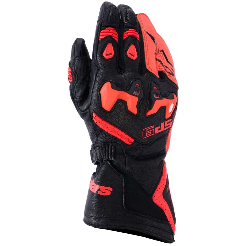 Guanti Moto Alpinestars SP-9 Nero Rosso Fluo