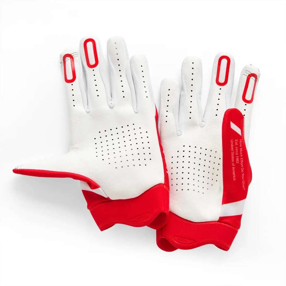 Guanti Moto Cross Enduro 100% iTRACK Rosso Bianco
