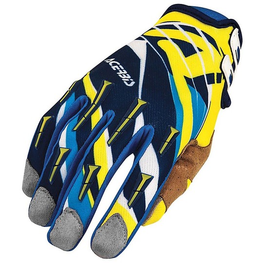 Guanti Moto Cross Enduro Acerbis MX X2 Gloves Blu Giallo