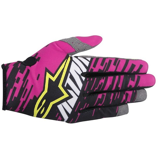 Guanti Moto Cross Enduro Alpinestars Racer Braap Gloves 2016 Rosa Nero
