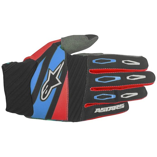 Guanti Moto Cross Enduro Alpinestars Techstar Factory Gloves 2016 Nero Rosso Blu