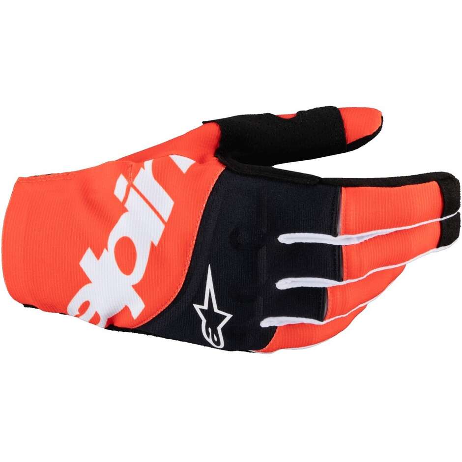 Guanti Moto Cross Enduro Alpinestars TECHSTAR Nero Hot Arancio