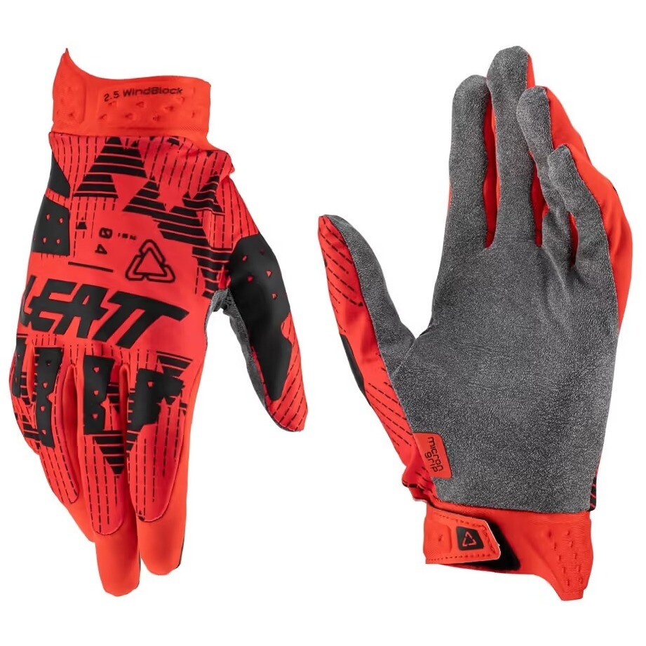 Guanti Moto Cross Enduro Leatt 2.5 WINDBLOCK Rosso Nero