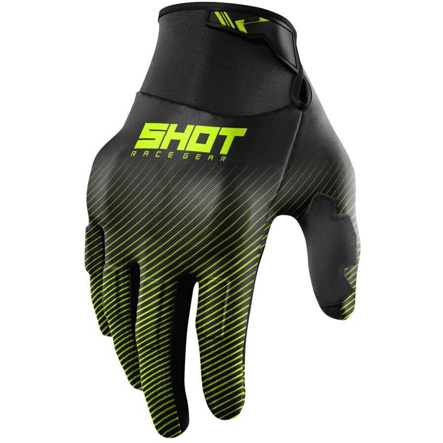 Guanti Moto Cross Enduro Shot DRIFT RIM Nero Giallo Fluo