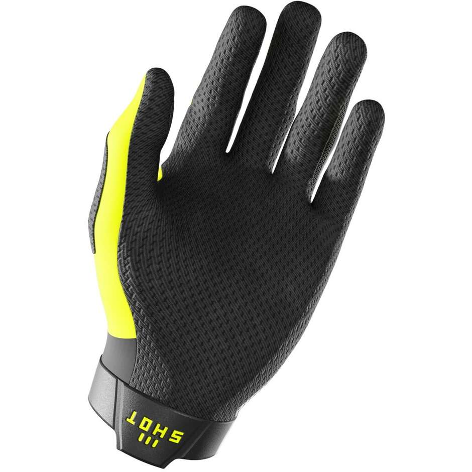 Guanti Moto Cross Enduro Shot LITE PRO Nero Giallo Fluo