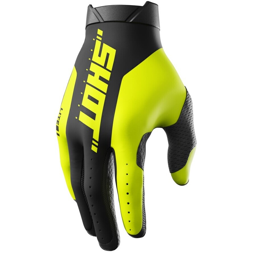 Guanti Moto Cross Enduro Shot LITE PRO Nero Giallo Fluo