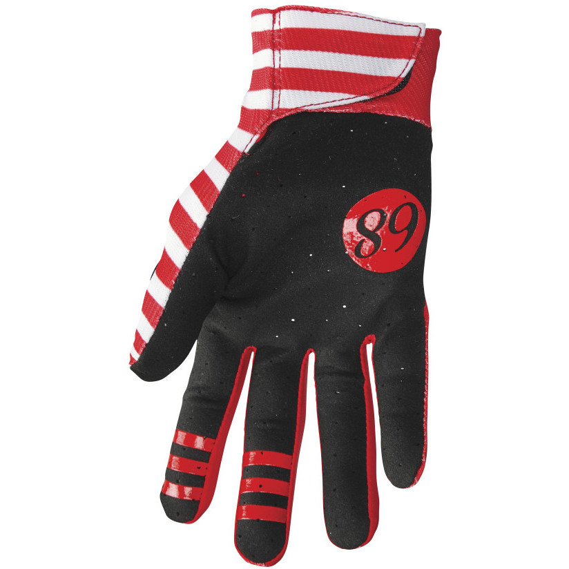 Guanti Moto Cross Enduro Thor GLOVES Hallman Mainstay Slice Bianco Rosso