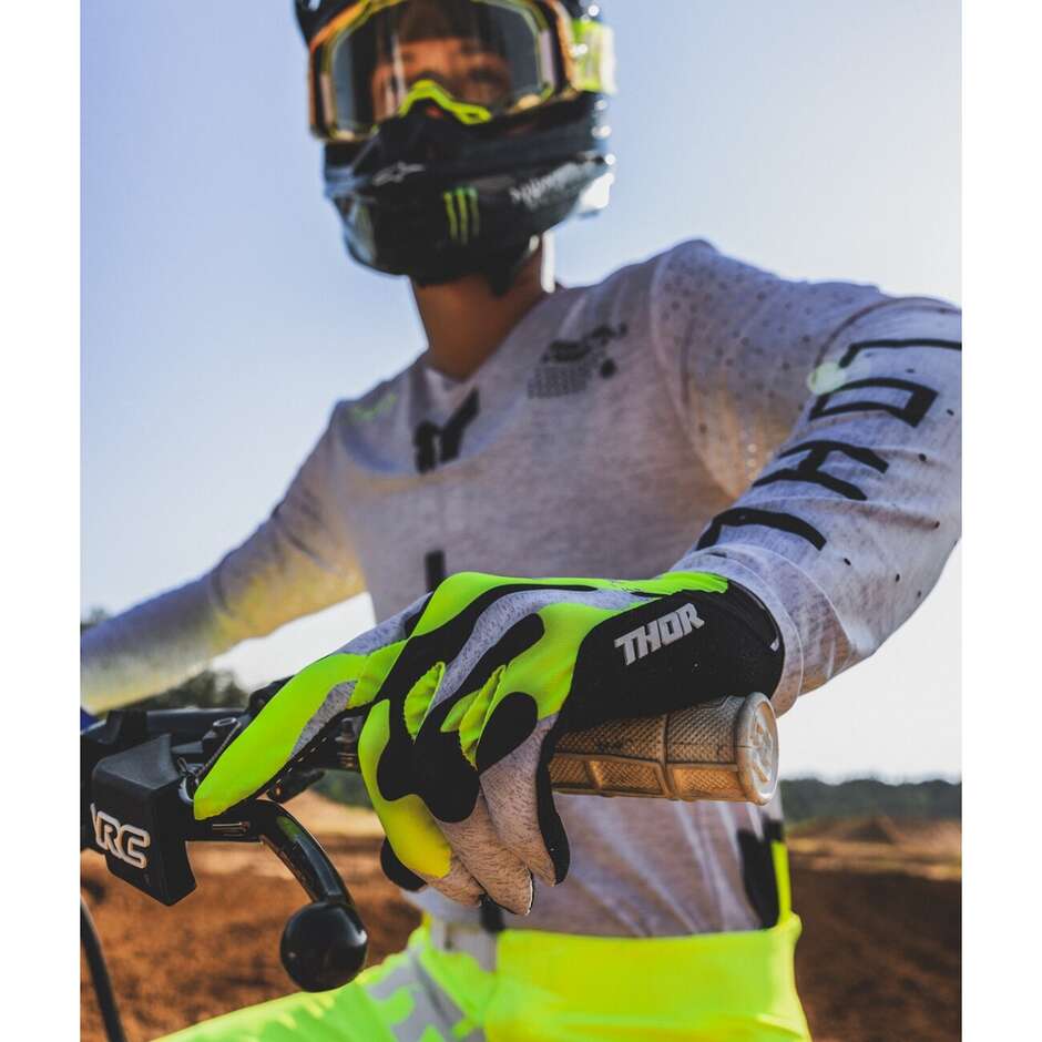 Guanti Moto Cross Enduro Thor SPORTMODE RIOT Verde Fluo