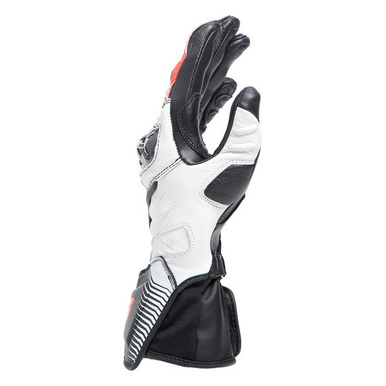 Guanti Moto Donna in Pelle Dainese CARBON 4 LONG LADY Nero Bianco Rosso Fluo
