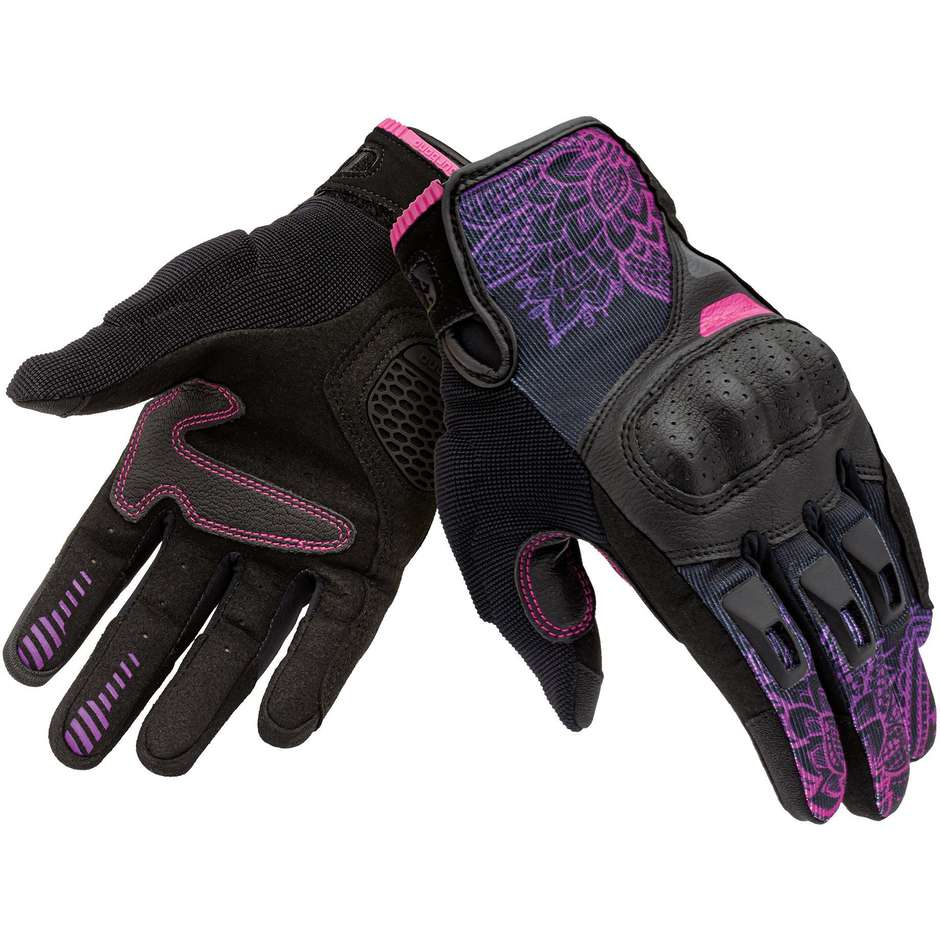 Guanti Moto Donna 9109hw LADY STACCA Nero Viol taglia L