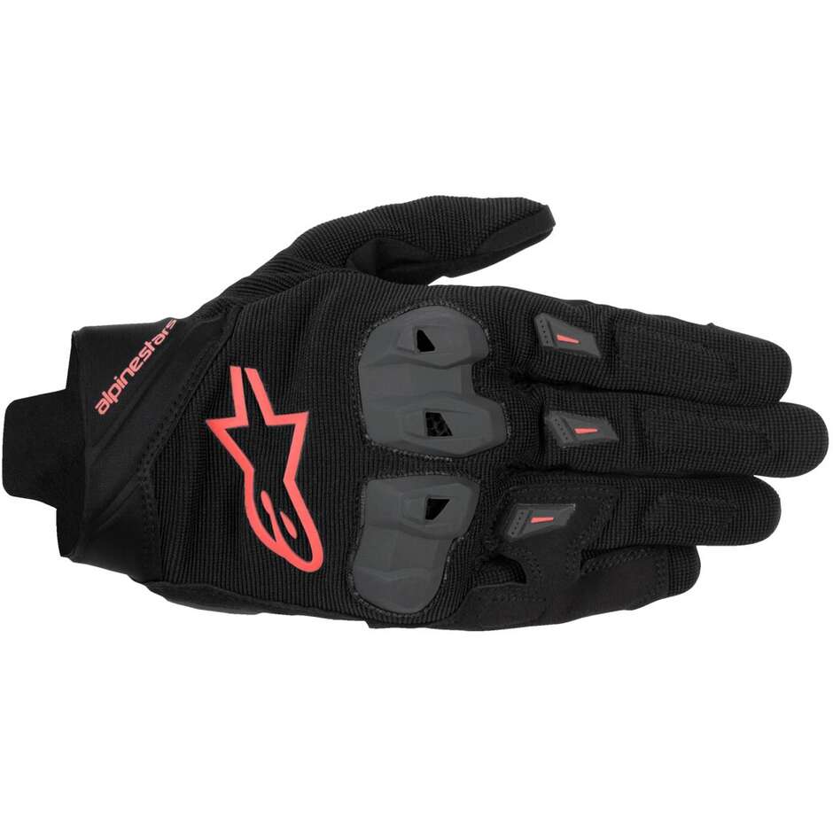 Guanti Moto In Pelle SP X 1 Nero Rosso Fluo taglia 2XL